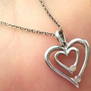 Sterling Double Heart Diamond Necklace $75 OBO
